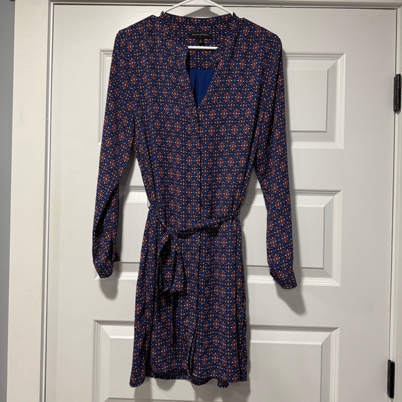 Banana Republic Blue & Red Long Sleeve Dress Functional Buttons Nursing Friendly - Picture 2 of 16
